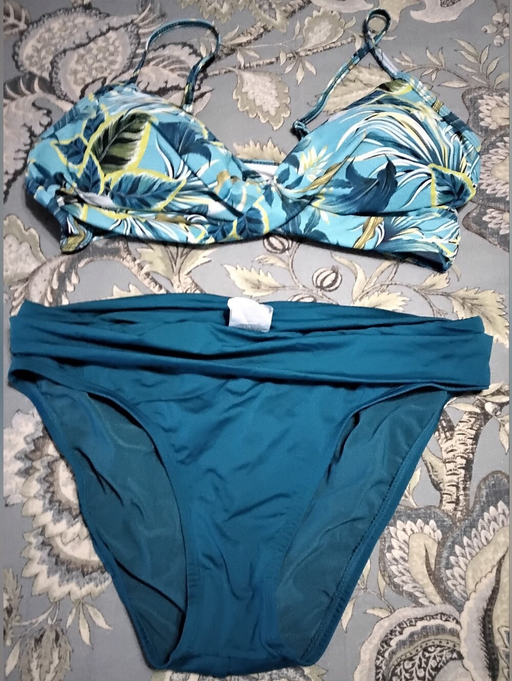 Women’s Teal Tropical Print Bikini Set - Teal